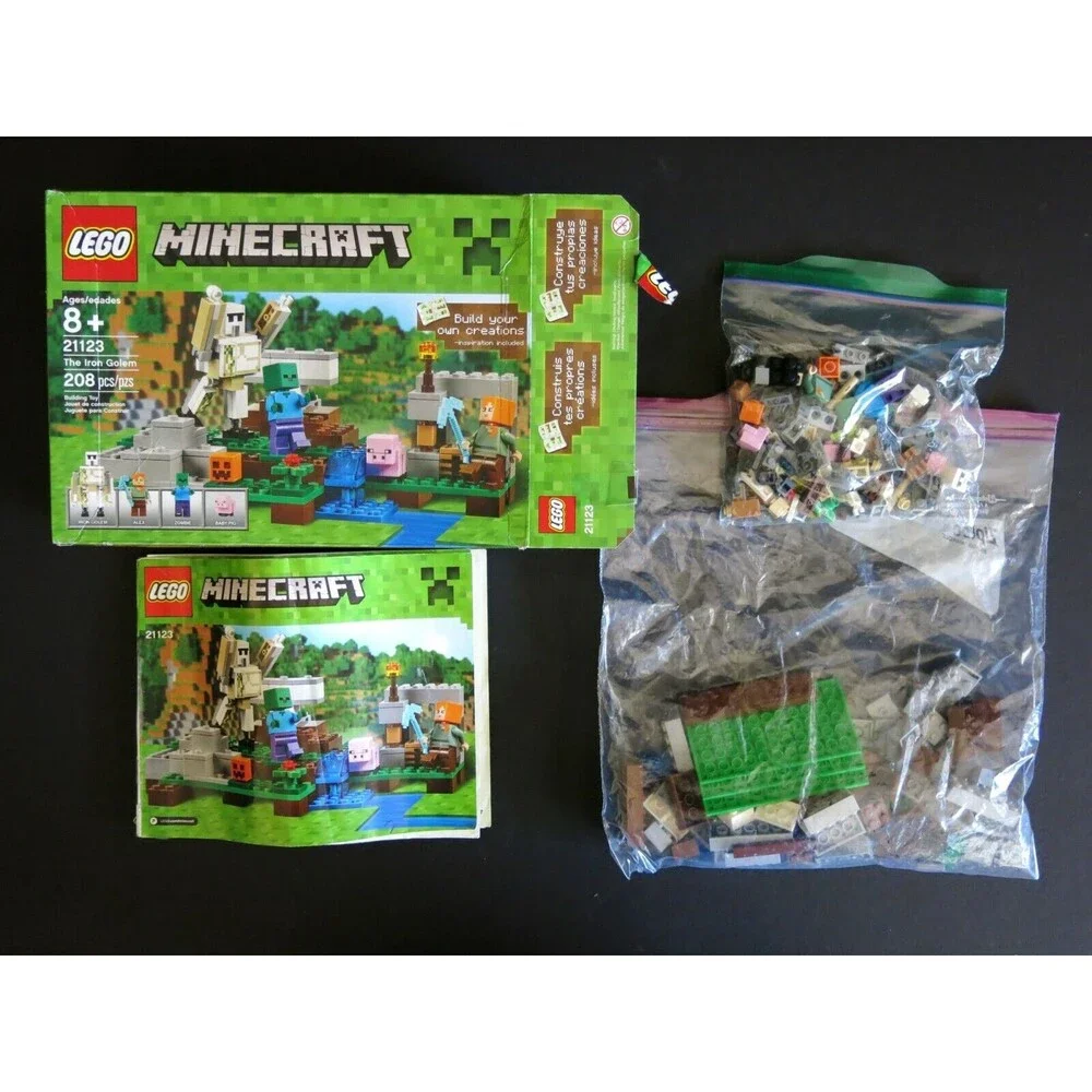 LEGO Minecraft The Iron Golem Complete set box instruction manual 21123 retired